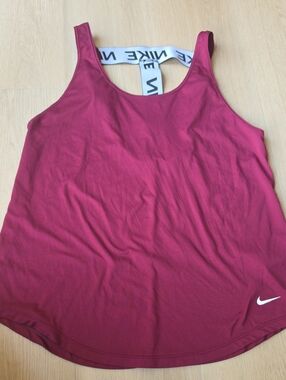 Nike Women's Raspberry Scoop Tank with White Branded Back Strap
